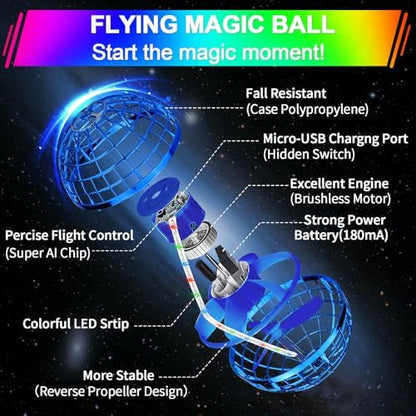 Demonstration of the boomerang mechanism showing the flying orb ball traveling upwards and looping backwards.