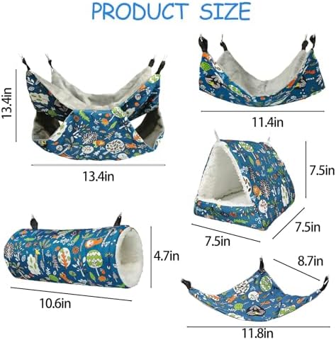 Kathson triangular small pet corner hammock and square cotton nest overhead view