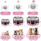 Siedihit Dog Cat Playpen, Puppy Pet Playpen Indoor for Small Dog Crate Tent Cage Outdoor, Portable Pop Up Dogs Enclosure Kennel with Carrying Case for Dogs/Cats/Rabbits(Pink, Small with pad) - Image 3