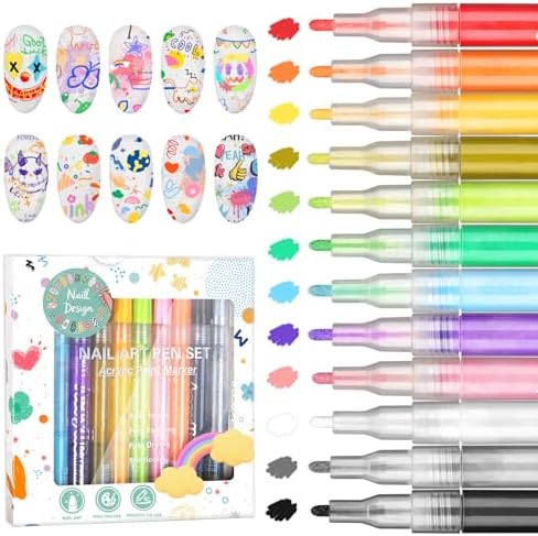 Ionsgako 12 Colors Nail Art Pens Set front view