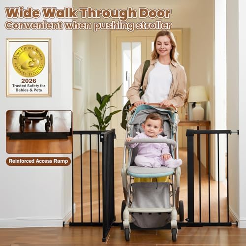 Mumeasy adjustable dog gate standing thirty inches tall in a residential hallway setup
