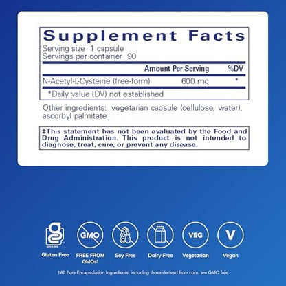 Pure Encapsulations NAC supplement label details