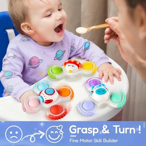 Alasou suction cup toys mounted on a highchair tray