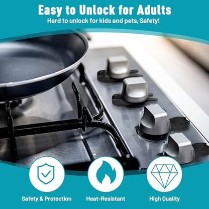 Okk stove locks preventing pet access to oven knobs
