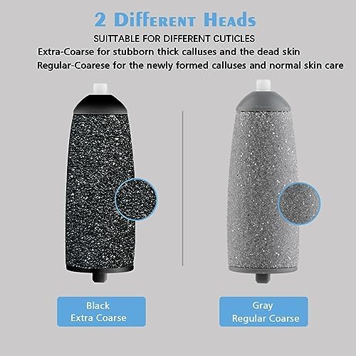 Comparison of two different grit textures for electronic foot file replacement heads.