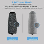 Comparison of two different grit textures for electronic foot file replacement heads.