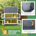 2 Story Solid Wood Rabbit/Bunny Hutch with 2 Large Main Rooms, Indoor Outdoor Rabbit House Guinea Pig Cage Pet House for Small Animals with Ventilation Door Removable Tray Waterproof Roof (Grey) - Image 4