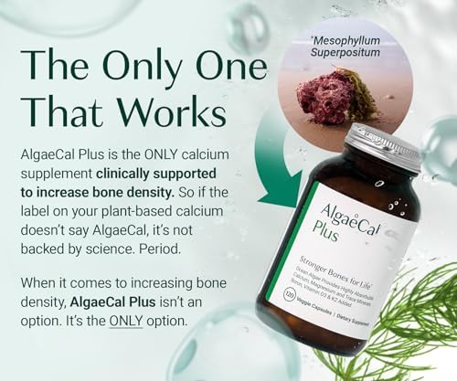 AlgaeCal Plus 120 veggie capsules bottle side view