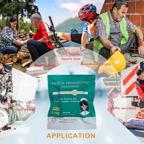 Kaolin clay infused rapid clotting trauma bandage sterile package back instructions