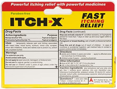 Itch-X topical anesthetic gel tube with aloe vera for skin rashes