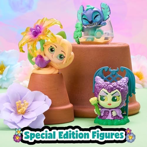 Close up of rare plant inspired Disney Doorables figures including Stitch and Minnie Mouse.