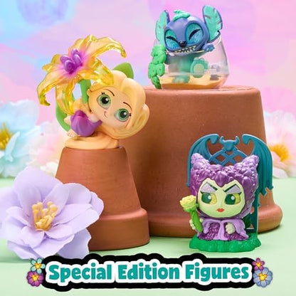 Close up of rare plant inspired Disney Doorables figures including Stitch and Minnie Mouse.