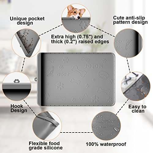 Spill proof pet mat with raised edges
