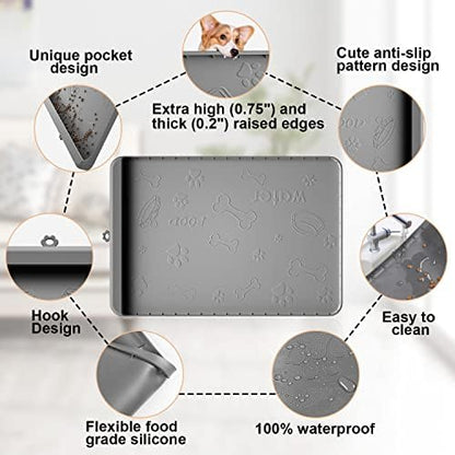 Spill proof pet mat with raised edges