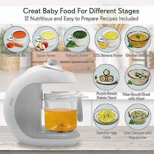 NutriChef digital food maker processing fresh fruit puree for toddlers and infants