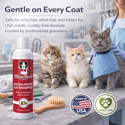Warren London 8 Ounce unscented cat dandruff shampoo bottle for sensitive pet grooming