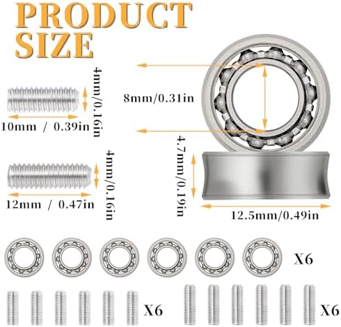 Close up of 10-ball stainless steel unresponsive bearings in kit