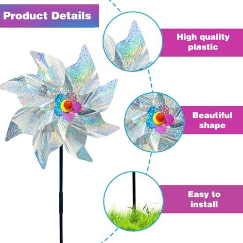 Detailed view of pinwheel assembly and garden stake mechanism