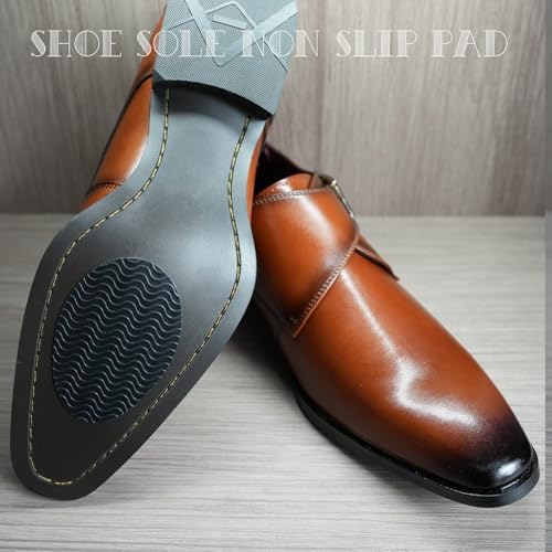 Black rubber shoe protectors with wave pattern for noise reduction.