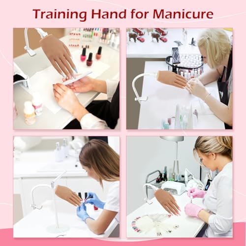 LIONVISON Practice Hand for Acrylic Nails, Silicone Nail Hand Practice, Flexible Fingers Fake Training Hand False Mannequin Hands for Nail Practice, Hand Model Kit for Nail Supplies Manicure Beginners - Image 5