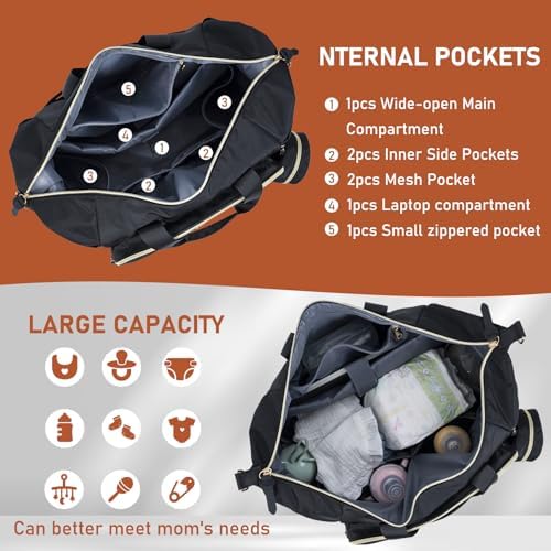 Lasuk diaper bag set with stroller straps attached