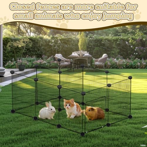 PETKNOWS 21 Panels Small Animal Playpen, Guinea Pig Cages with Doors and Waterproof Mat Pet Playpen for Rabbits Guinea Pigs Hamsters, Chicken Hedgehogs Indoor Outdoor Portable Metal Wire Yard Fence - Image 8