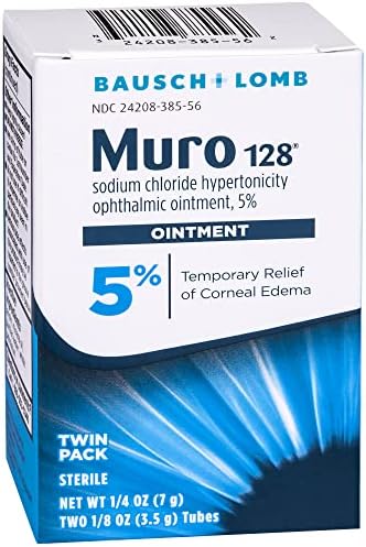 Back packaging of Bausch and Lomb Muro 128 ointment displaying active ingredients and drug facts