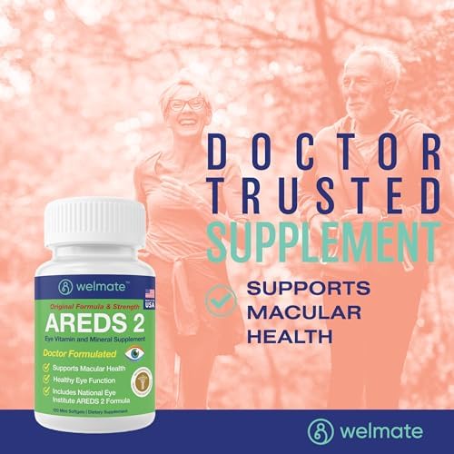 Side view of Welmate AREDS 2 120 mini softgels bottle