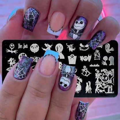 Top view of rectangular holiday nail stamping stencil.