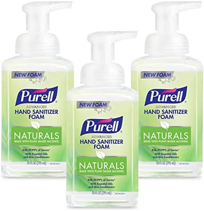 Purell Advanced Hand Sanitizer Naturals Foam with Plant-Based Ethanol, 10 fl oz Foam Pump Bottle (Pack of 3), 3001-06-EC - Image 1