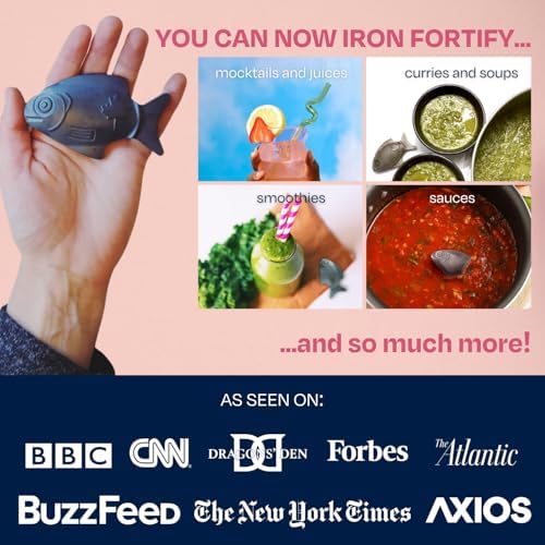 The complete Lucky Brand Iron Supplement Alternative kit including the iron fish cooking tool and protection care guide.