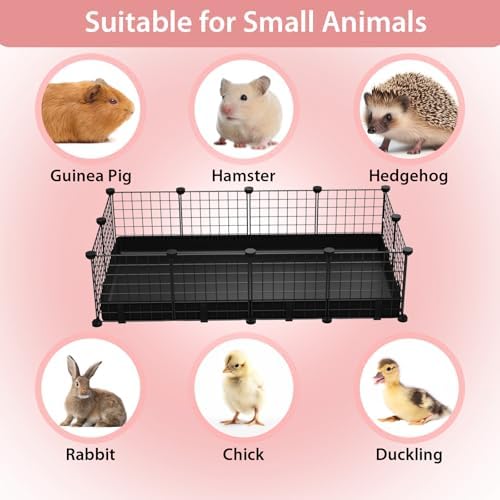 Small Animal Playpen with Waterproof Mat,Guinea Pig Cages,49.2x24.6x12.2inch C&C Cage for Hamster,Bunny,Hedgehog,Chinchilla,Ferret,Indoor Outdoor Portable Metal Wire Yard Fence,Metal Pet Panels-12pcs - Image 4