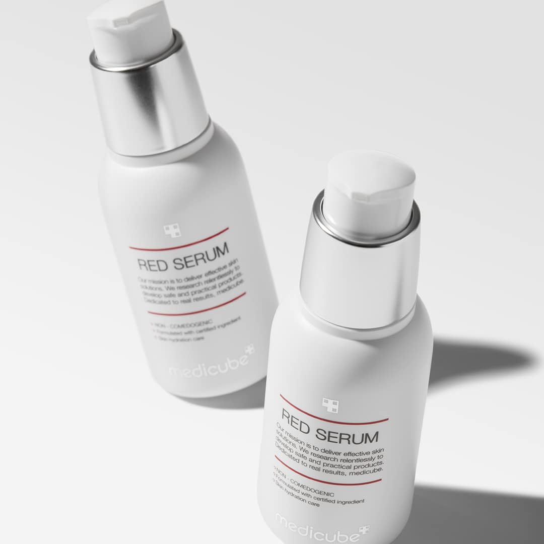 Medicube Red Serum 2.0 texture and dropper display