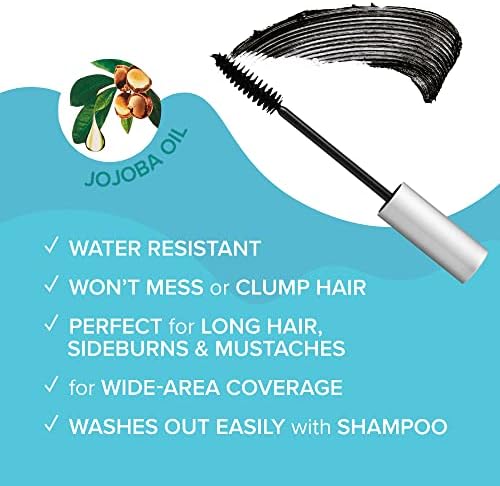 Red by Kiss Quick Cover hair mascara bottle showing Jojoba Oil formulation details.
