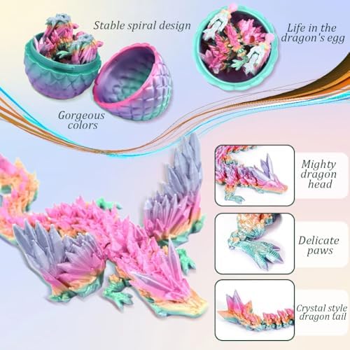 Assorted colors of 3D printed dragon egg toys in a group