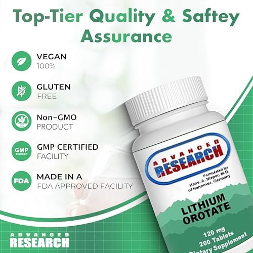 Dr. Hans Nieper Lithium Orotate dietary supplement tablets for cognitive wellness