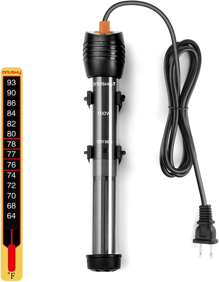 Orlushy aquarium heater suction cup mounting demonstration