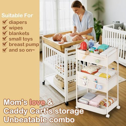 Bophili 3-tier diaper organizer cart beige color