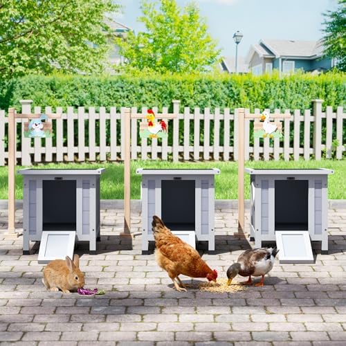 Coziwow Rabbit Hutch, Bunny Cage Indoor with Openable, Portable Small Animals Shelters with Nonslip Ramp for Hideout Rabbits/Feral Cats/Chicken/Duck/Small Animals-Gray - Image 7