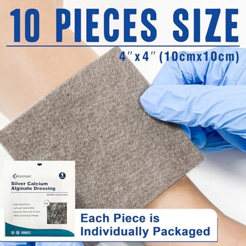 Gentle silver calcium alginate patch applied on wound model highlighting easy removal