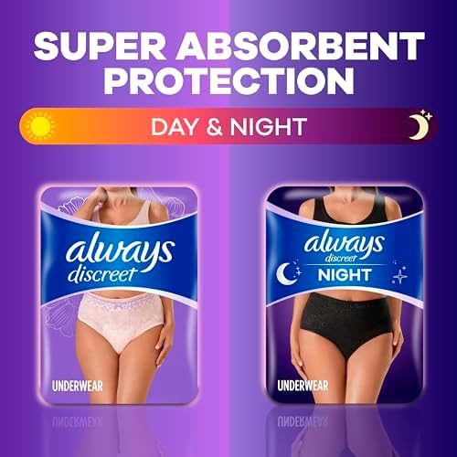 Always Discreet 14 count packaging for overnight bladder protection