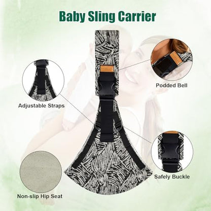 Compact Yemyig baby carrier folded up neatly next to an open travel diaper bag