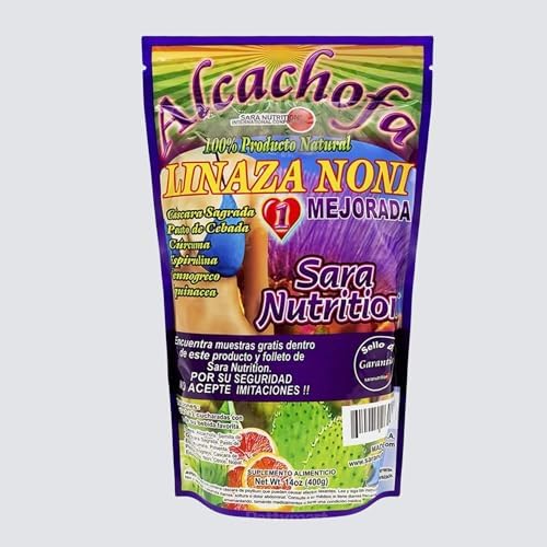 Natural herbal ingredient blend label on the back of Sara Nutrition digestive supplement container.