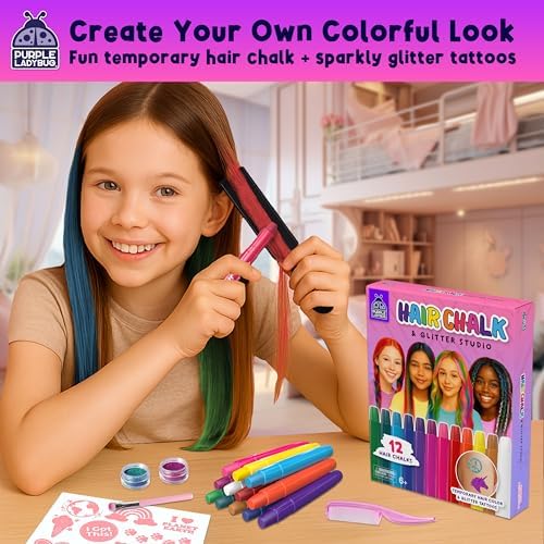 Purple Ladybug temporary makeup and hair styling kit packaging box close up