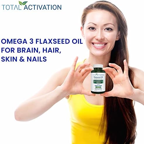 Premium vegetarian omega capsules by Total Activation showing non-GMO and gluten-free product seals