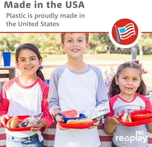 Re-Play 22 fluid ounce flat plates for toddlers top view