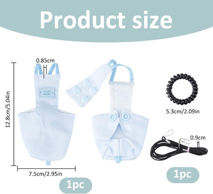 Washable bird diaper with adjustable flight rope leash attachment