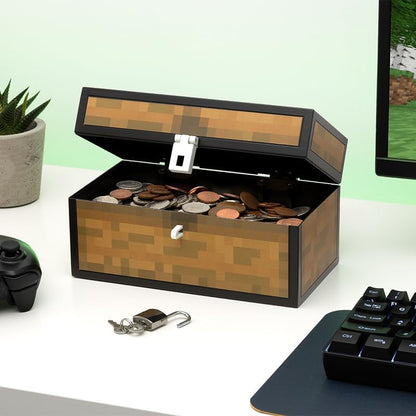 Paladone gaming room decor piggy bank showing the coin slot at the top for savings.