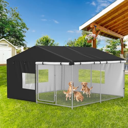 COSHNIBI weather resistant dog house protector installed in backyard setup