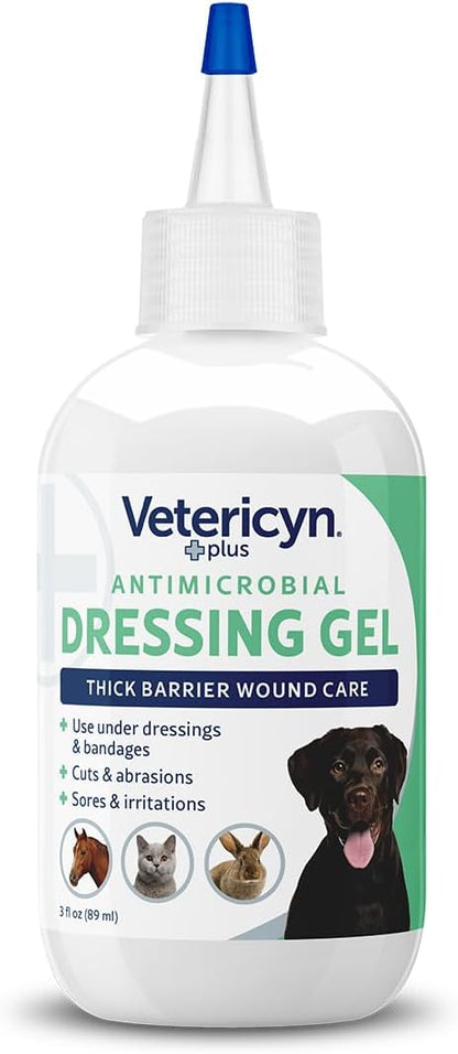 Vetericyn Plus antimicrobial gel application on pet wound